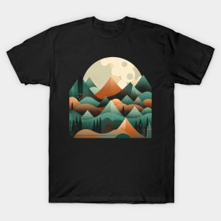 Flat Mountains Patterned Nature-Infused Urban T-Shirts T-Shirt